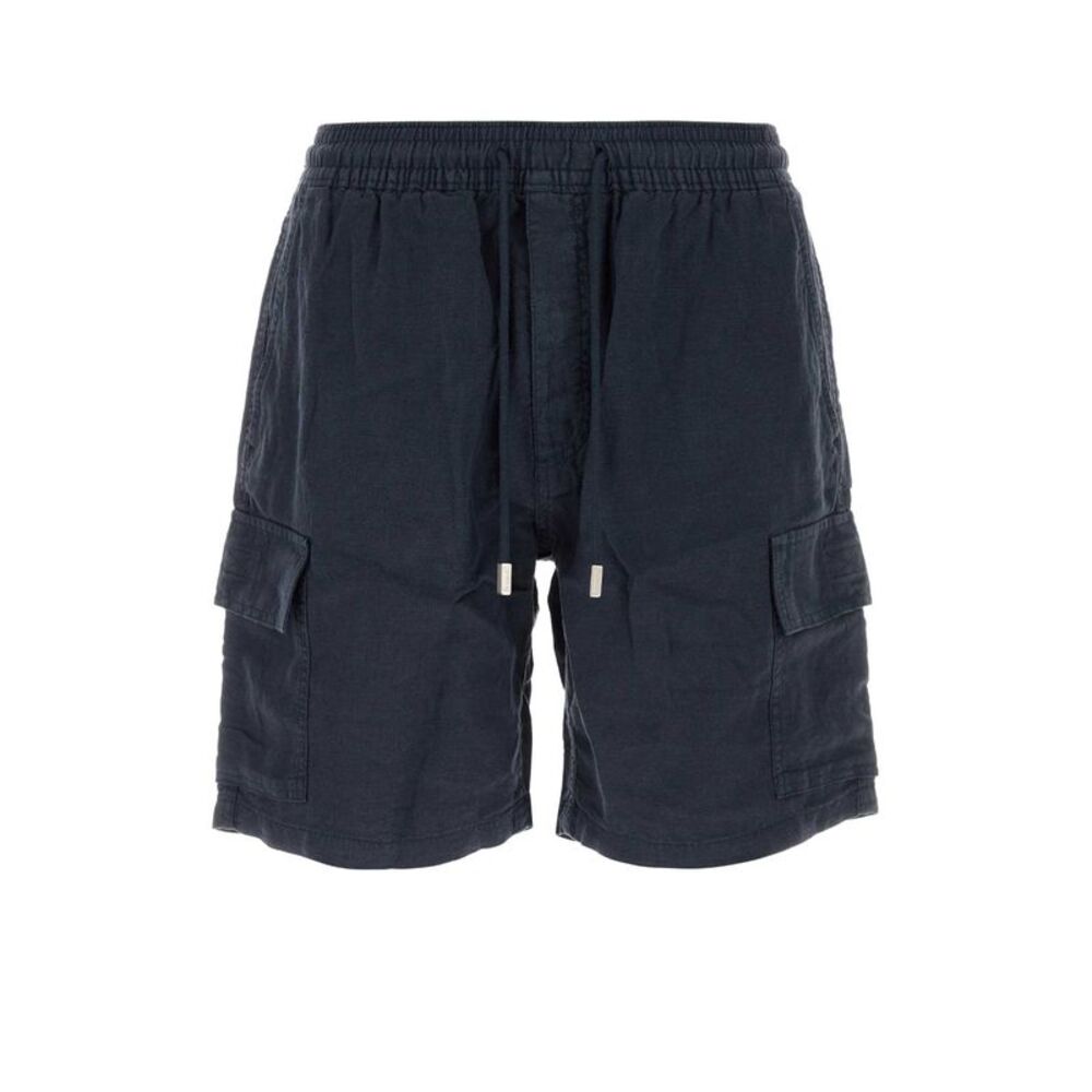 Vilebrequin Men Navy Blue Linen Baie Bermuda Shorts